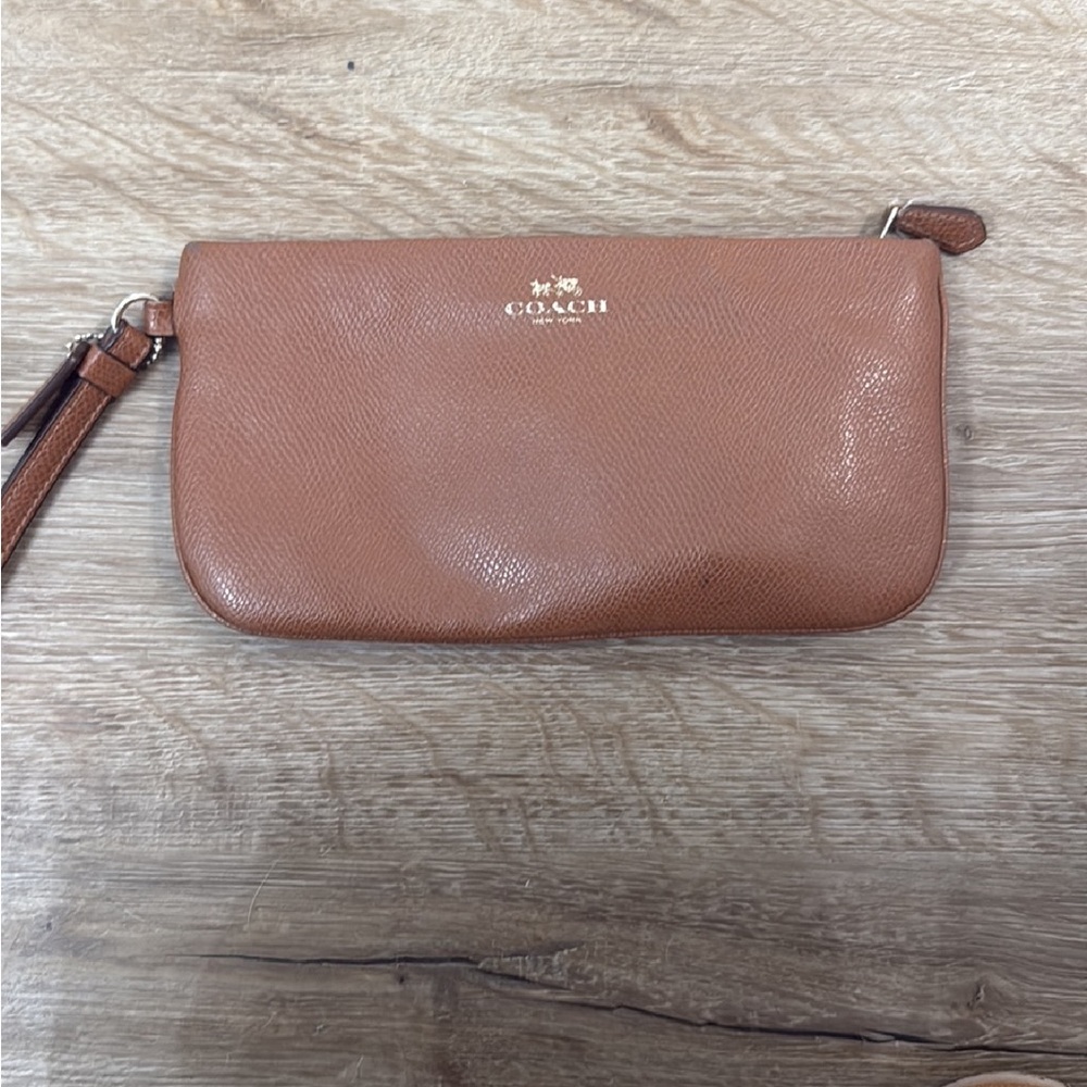 Coach Tan Leather Wristlet